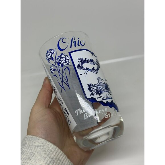 VTG Hazel Atlas Ohio Souvenir Glass | Blue O-Hi-O Song Graphics & Lyrics 5.25" - Picture 6 of 9